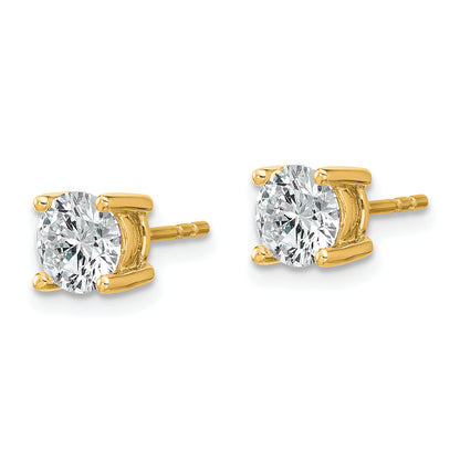 14k Yellow Gold 1 1/2 ctw Certified Lab Grown Diamond VS/SI+ G+ Round 4 Prong Heavy Wt. Stud Earrings