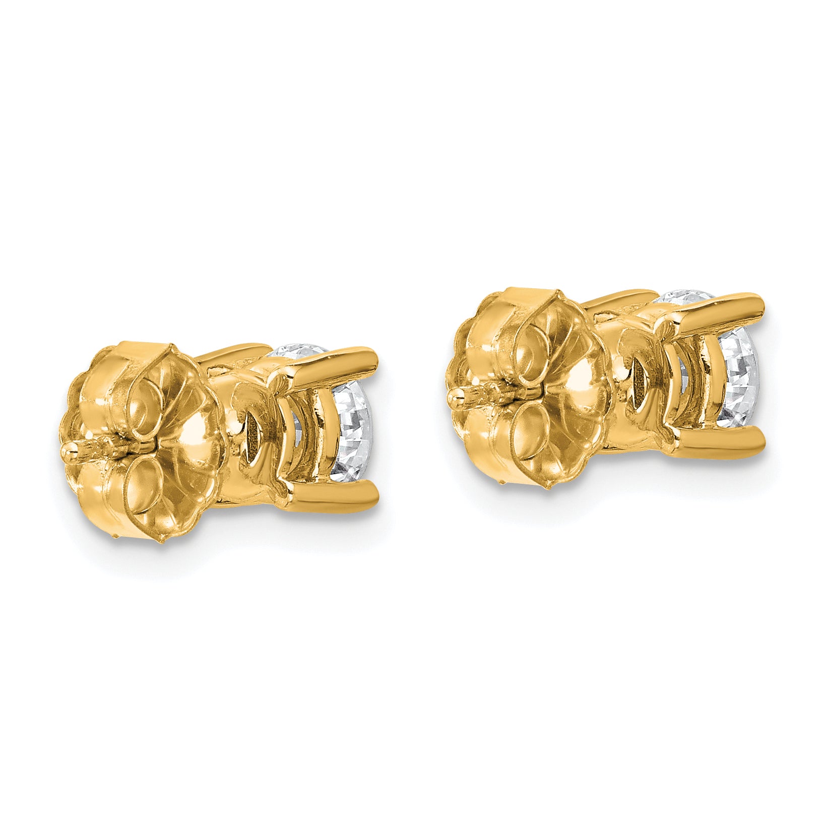 14k Yellow Gold 1 1/2 ctw Certified Lab Grown Diamond VS/SI+ G+ Round 4 Prong Heavy Wt. Stud Earrings