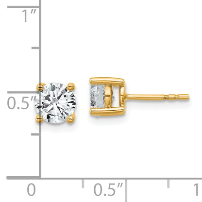 14k Yellow Gold 1 1/2 ctw Certified Lab Grown Diamond VS/SI+ G+ Round 4 Prong Heavy Wt. Stud Earrings