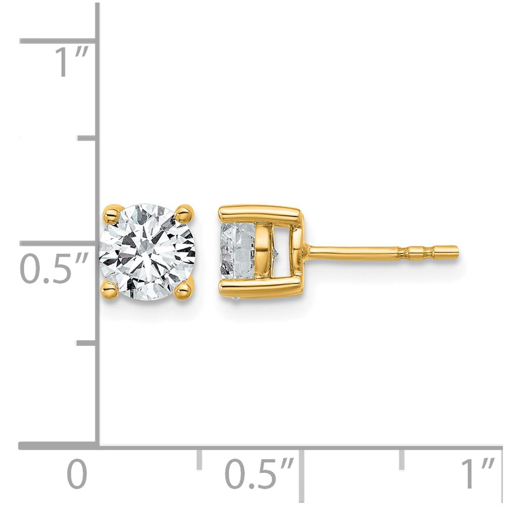 14K Yellow Gold 1 1/2 Ctw Lab Grown Diamond Vs+ F+ Round 4 Prong Heavy Wt. Stud Earrings