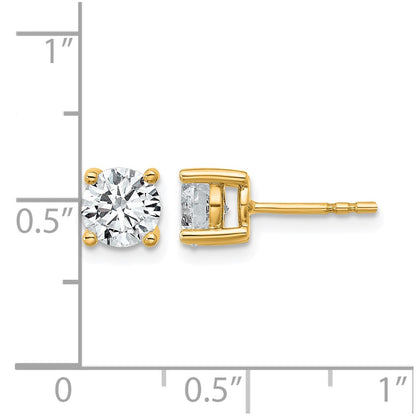 14K Yellow Gold 1 1/2 Ctw Lab Grown Diamond Vs+ F+ Round 4 Prong Heavy Wt. Stud Earrings