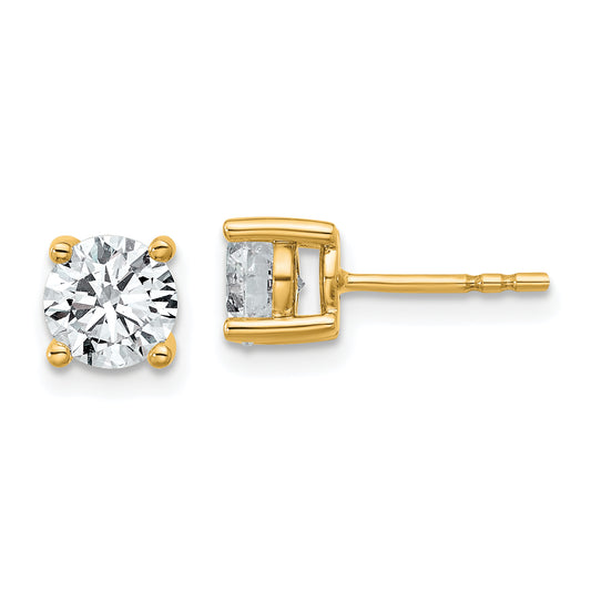 14k Yellow Gold 1 1/2 ctw Lab Grown Diamond VS/SI+ G+ Round 4 Prong Heavy Wt. Stud Earrings