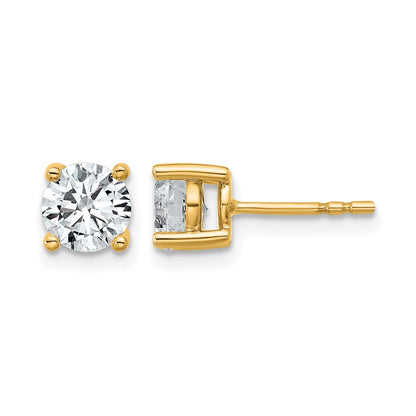 14k Yellow Gold 1 1/2 ctw Lab Grown Diamond VS/SI+ G+ Round 4 Prong Heavy Wt. Stud Earrings