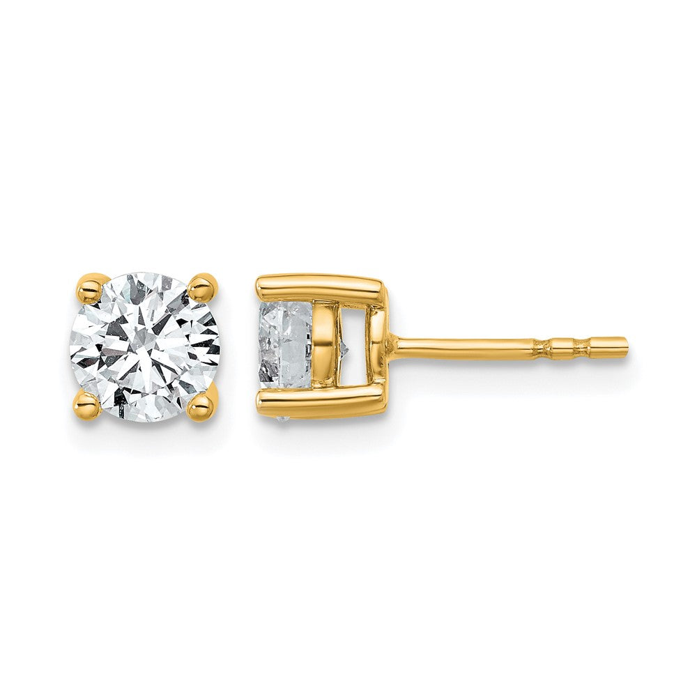 14K Yellow Gold 1 1/2 Ctw Lab Grown Diamond Vs+ F+ Round 4 Prong Heavy Wt. Stud Earrings