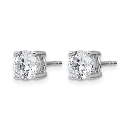 14k White Gold 2 Ct. Certified Lab Grown Diamond VS+ F+ Round Four Prong Stud Post Earrings
