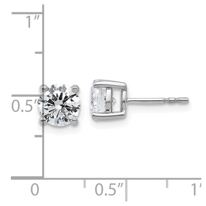 14k White Gold 2 Ct. Certified Lab Grown Diamond VS+ F+ Round Four Prong Stud Post Earrings