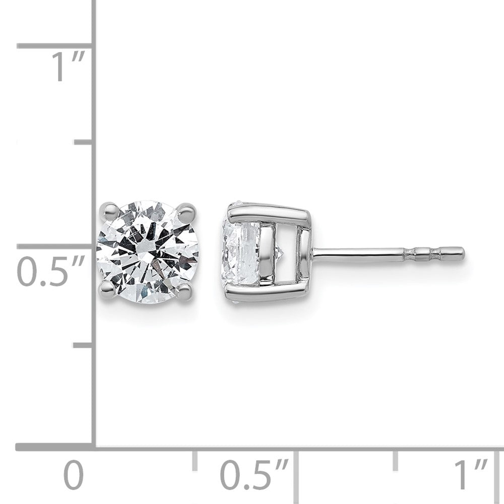 14k White Gold 2 Ct. Certified Lab Grown Diamond VS+ F+ Round Four Prong Stud Post Earrings