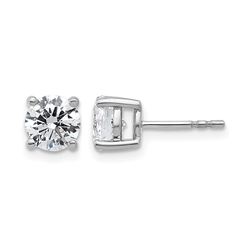 14k White Gold 2 ctw Lab Grown Diamond VS/SI+ G+ Round 4 Prong Heavy Wt. Stud Earrings
