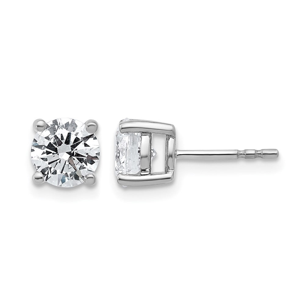 14k White Gold 2 Ct. Certified Lab Grown Diamond VS+ F+ Round Four Prong Stud Post Earrings