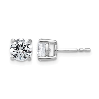 14k White Gold 2 Ct. Certified Lab Grown Diamond VS+ F+ Round Four Prong Stud Post Earrings