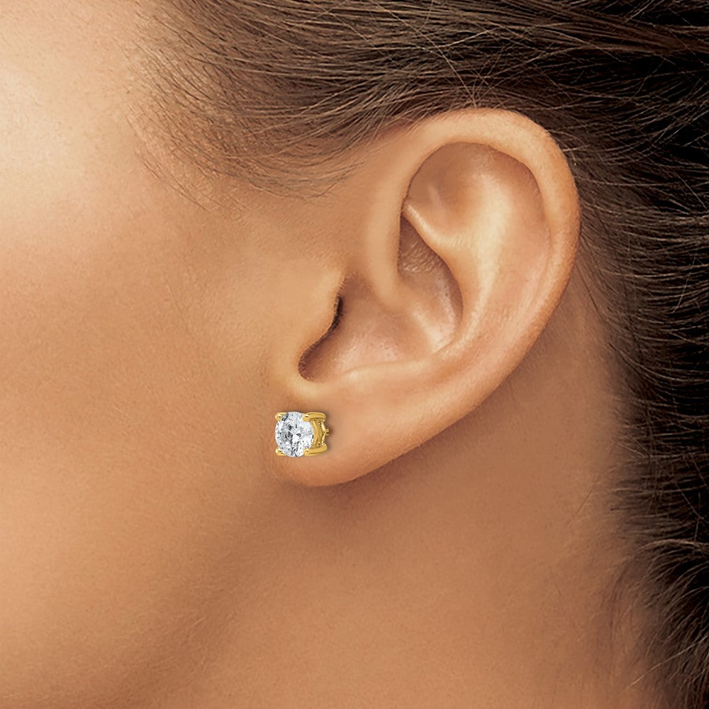 14k Yellow Gold 2 ctw Lab Grown Diamond VS/SI+ G+ Round 4 Prong Heavy Wt. Stud Earrings