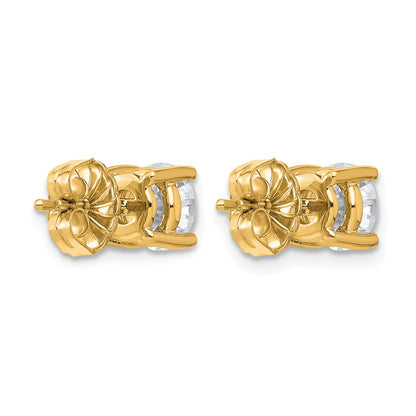 14K Yellow Gold 2 Ctw Certified Lab Grown Diamond Vs+ F+ Round 4 Prong Heavy Wt. Stud Earrings