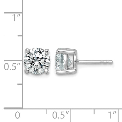 14k White Gold 2 1/2 Ct. Certified Lab Grown Diamond VS+ F+ Round Four Prong Stud Post Earrings
