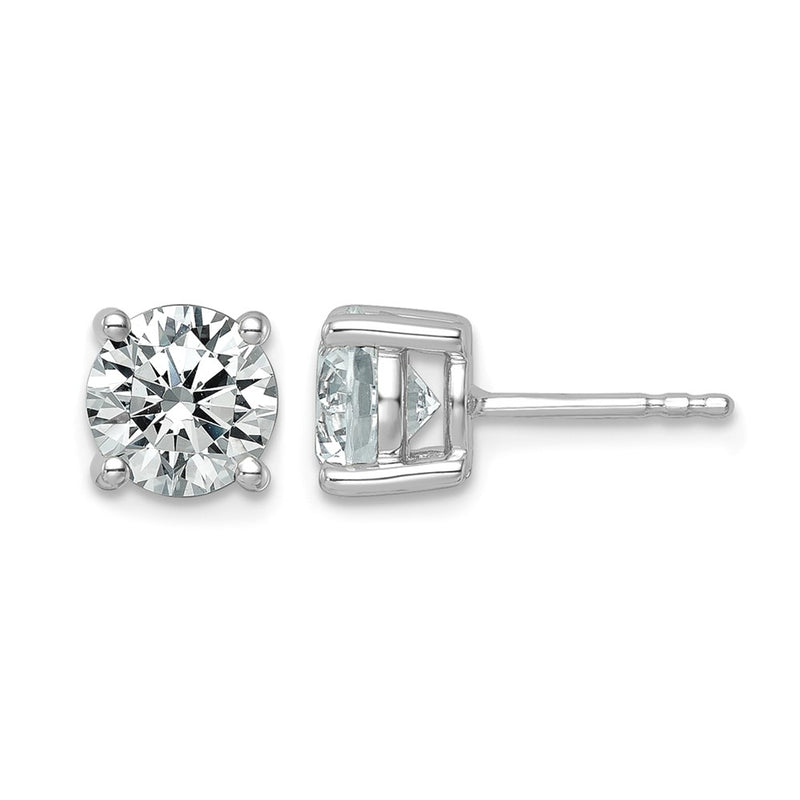 14K White Gold 2 1/2 Ctw Lab Grown Diamond Vs+ F+ Round 4 Prong Heavy Wt. Stud Earrings
