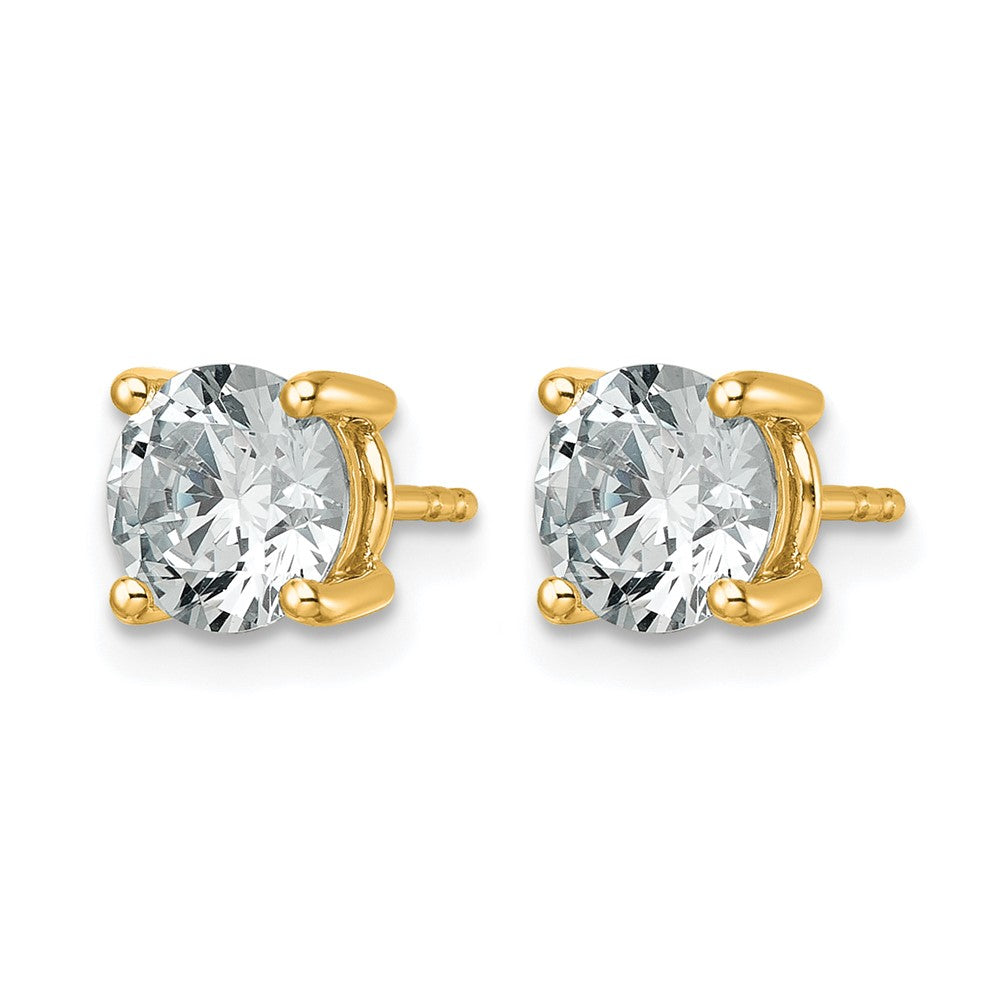 14k Yellow Gold 2 1/2 ctw Lab Grown Diamond VS/SI+ G+ Round 4 Prong Heavy Wt. Stud Earrings