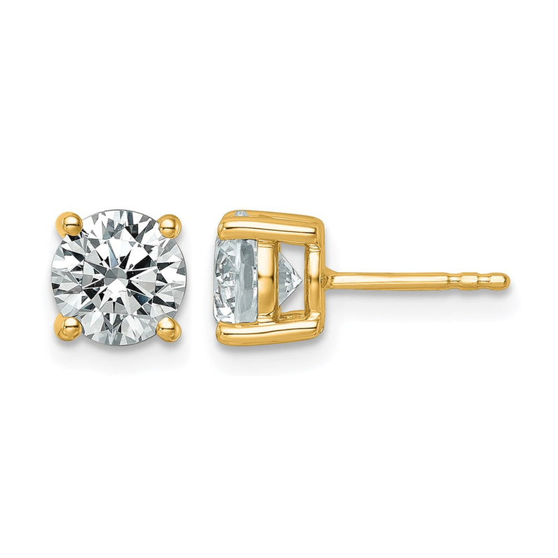 14K Yellow Gold 2 1/2 Ctw Lab Grown Diamond Vs+ F+ Round 4 Prong Heavy Wt. Stud Earrings