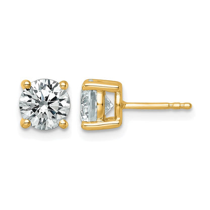 14k Yellow Gold 2 1/2 ctw Lab Grown Diamond VS/SI+ G+ Round 4 Prong Heavy Wt. Stud Earrings
