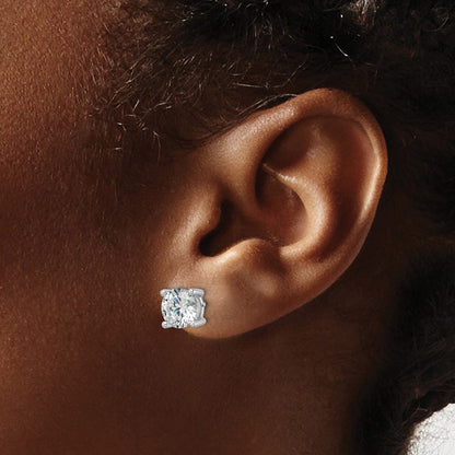 14k White Gold 3 Ct. Certified Lab Grown Diamond VS+ F+ Round Four Prong Stud Post Earrings