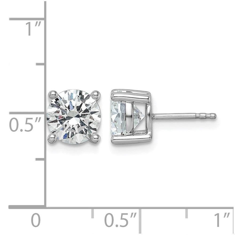 14k White Gold 3 Ct. Certified Lab Grown Diamond VS+ F+ Round Four Prong Stud Post Earrings
