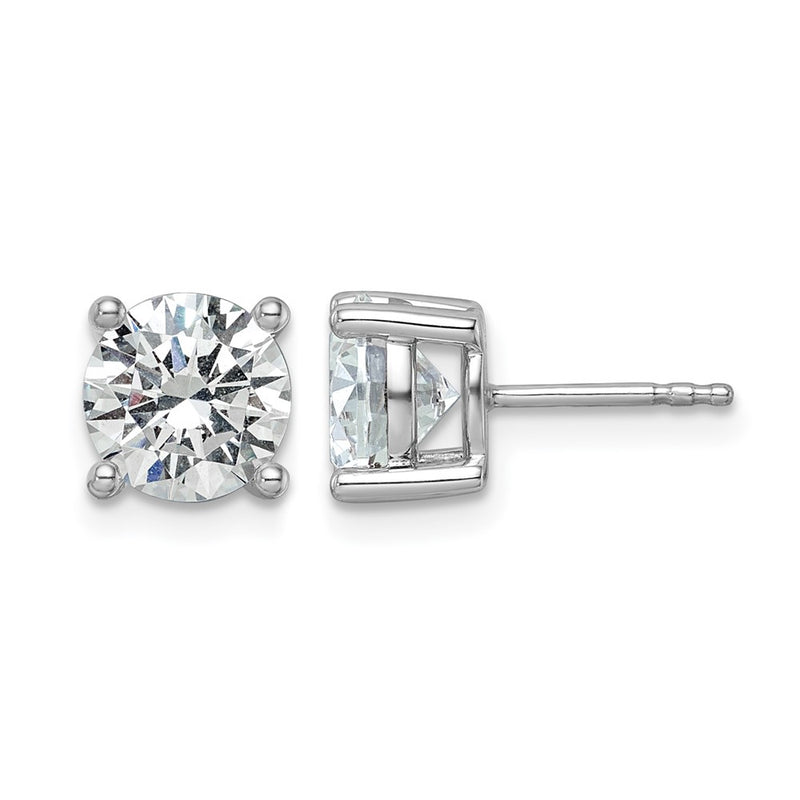 14k White Gold 3 ctw Lab Grown Diamond VS/SI+ G+ Round 4 Prong Heavy Wt. Stud Earrings