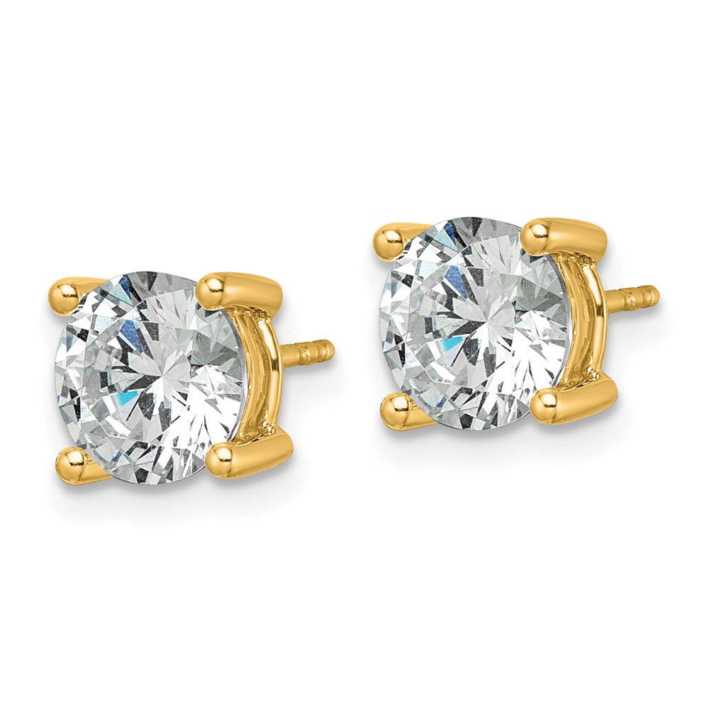 14k Yellow Gold White 4 Ct. Lab Grown Diamond VS+ F+ Round Four Prong Stud Post Earrings