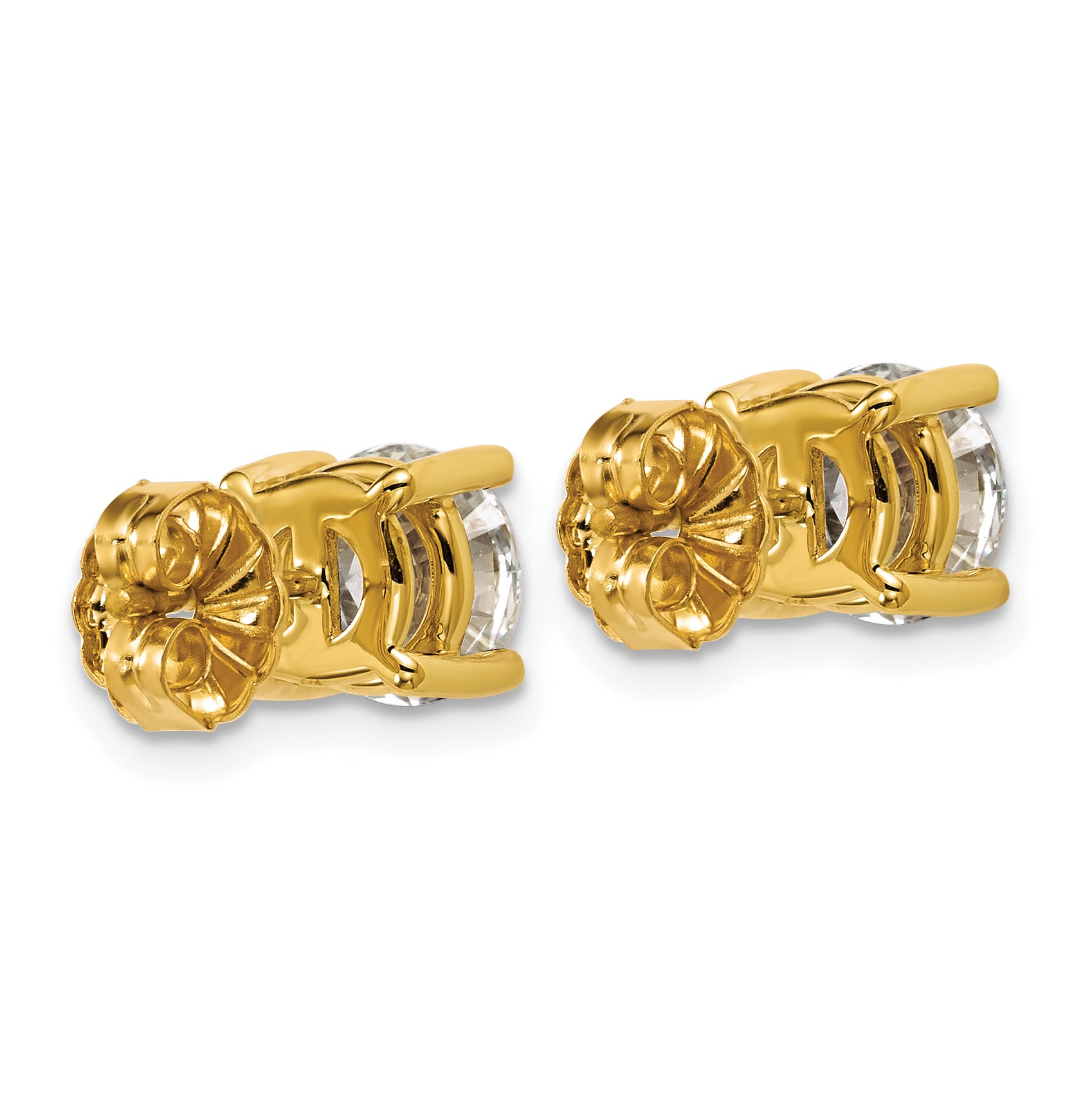 14k Yellow Gold White 4 Ct. Lab Grown Diamond VS+ F+ Round Four Prong Stud Post Earrings