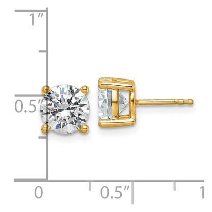 14k Yellow Gold White 4 Ct. Lab Grown Diamond VS+ F+ Round Four Prong Stud Post Earrings
