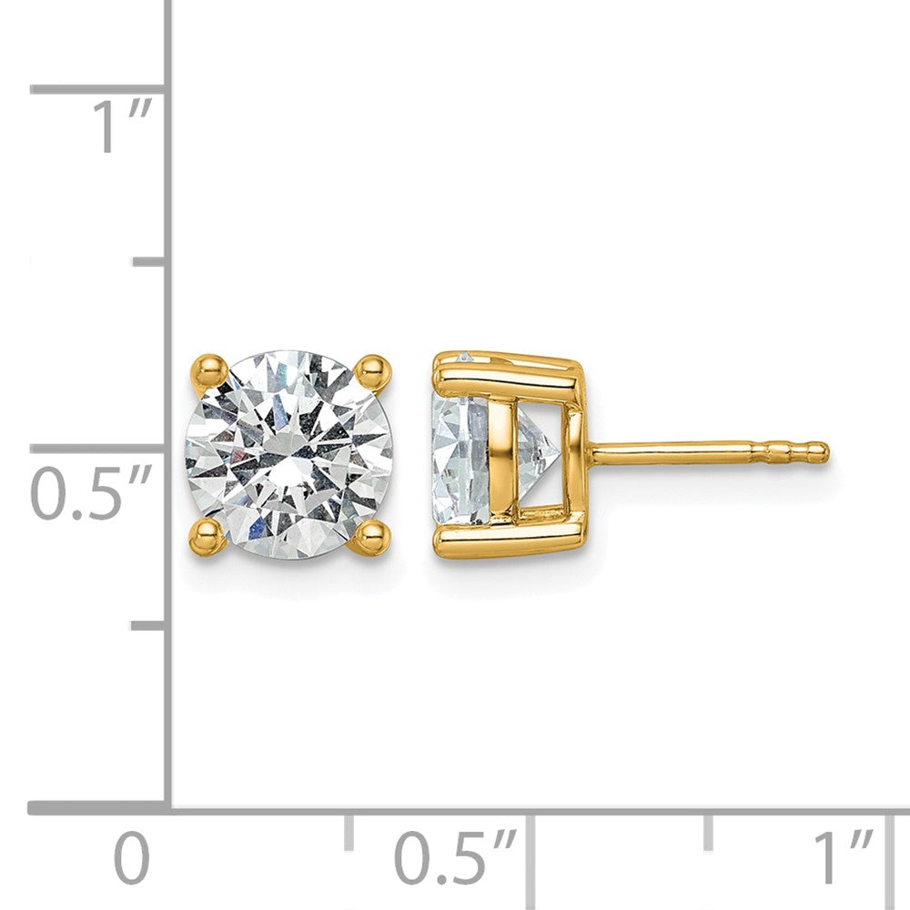 14k Yellow Gold 3 ctw Certified Lab Grown Diamond VS/SI+ G+ Round 4 Prong Heavy Wt. Stud Earrings