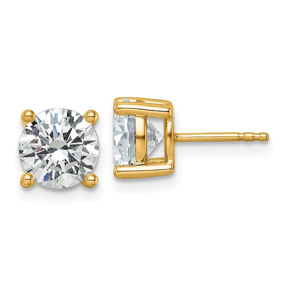 14k Yellow Gold White 4 Ct. Lab Grown Diamond VS+ F+ Round Four Prong Stud Post Earrings