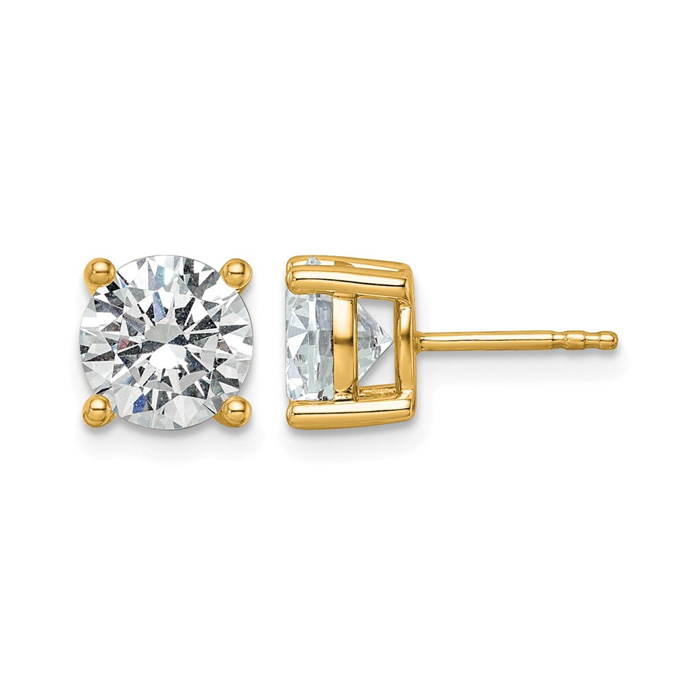 14k Yellow Gold 3 ctw Certified Lab Grown Diamond VS/SI+ G+ Round 4 Prong Heavy Wt. Stud Earrings