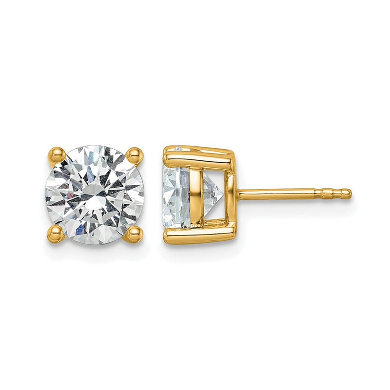 14k Yellow Gold 3 ctw Lab Grown Diamond VS/SI+ G+ Round 4 Prong Heavy Wt. Stud Earrings
