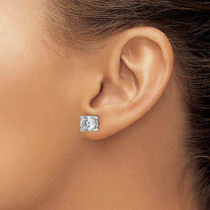 14K White Gold 4 Ctw Lab Grown Diamond Vs+ F+ Round Prong Heavy Wt. Stud Earrings