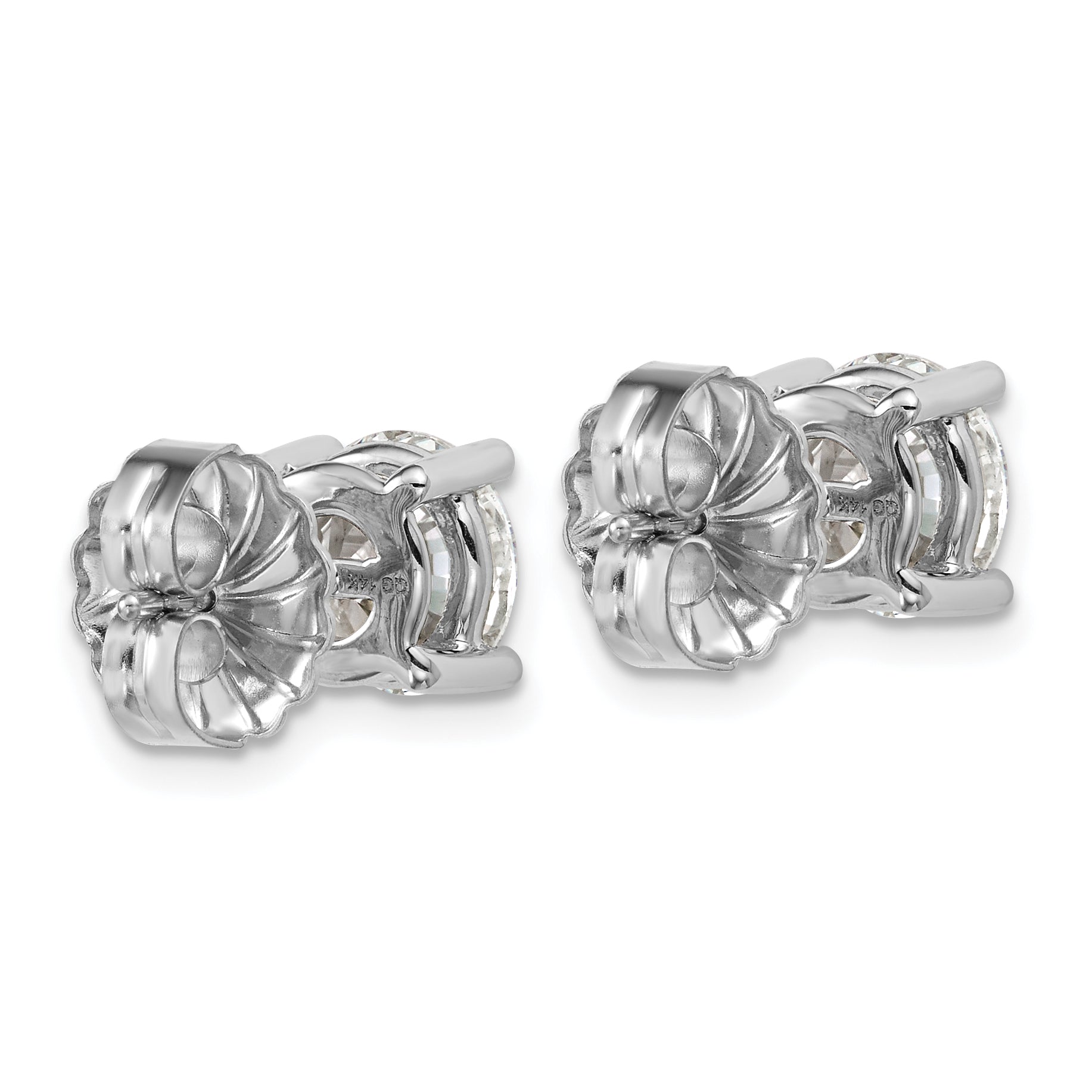 14k White Gold 4 Ct. Lab Grown Diamond VS+ F+ Round Four Prong Stud Post Earrings