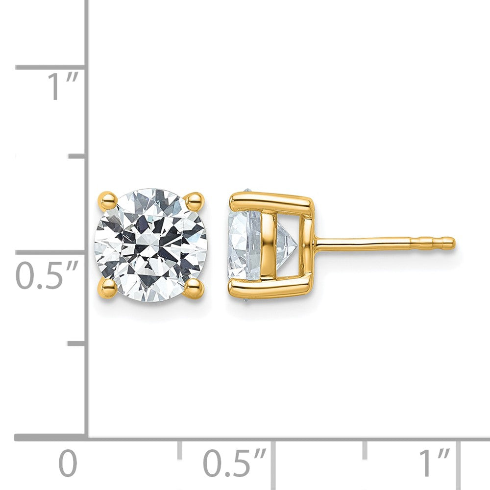 14k Yellow Gold 4 ctw Lab Grown Diamond VS/SI+ G+ Round 4 Prong Heavy Wt. Stud Earrings
