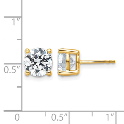 14K Yellow Gold 4 Ctw Lab Grown Diamond Vs+ F+ Round Prong Heavy Wt. Stud Earrings