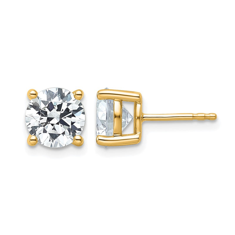 14K Yellow Gold 4 Ctw Certified Lab Grown Diamond Vs+ F+ Round Prong Heavy Wt. Stud Earrings