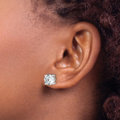 14k White Gold 5 ctw Certified Lab Grown Diamond VS/SI+ G+ Round 4 Prong Heavy Wt. Stud Earrings