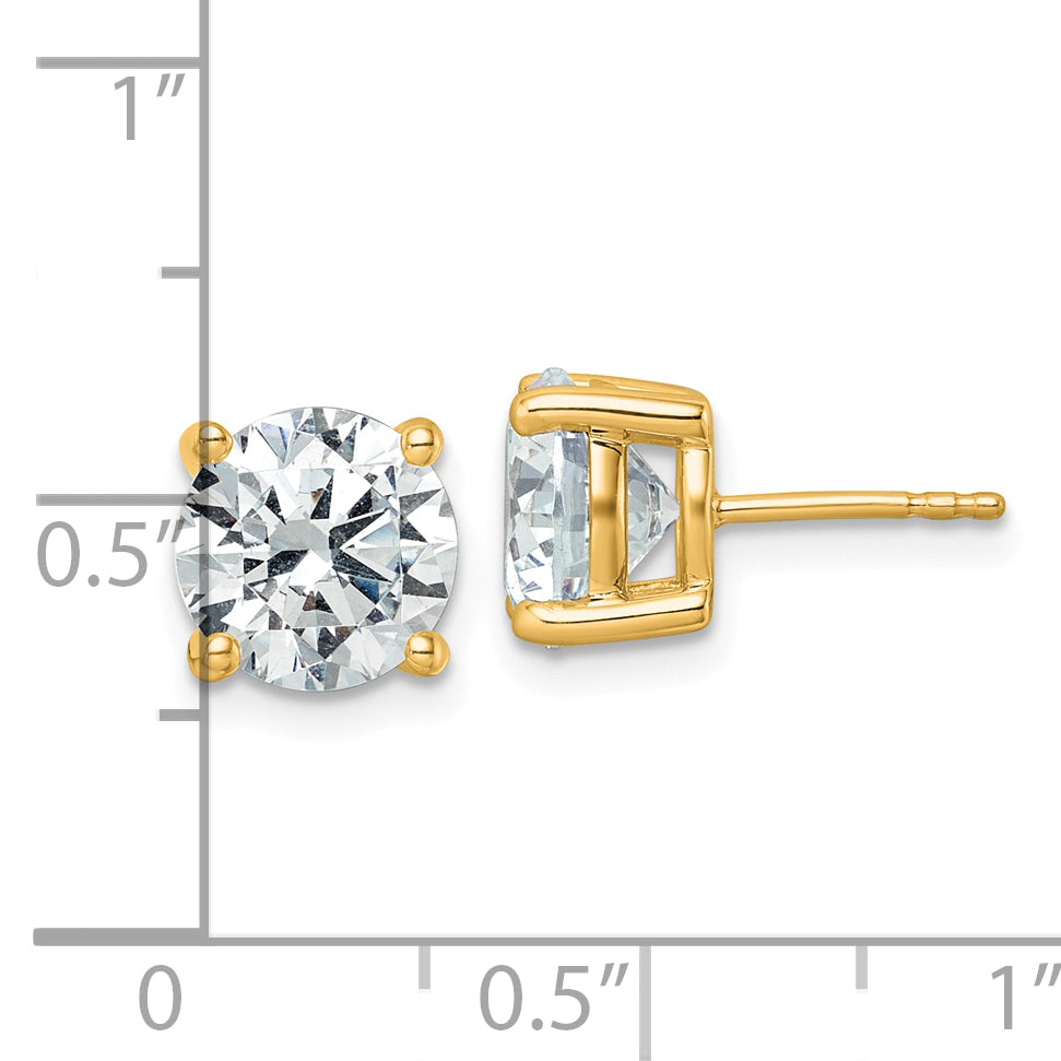 14k Yellow Gold 5 ctw Certified Lab Grown Diamond VS/SI+ G+ Round 4 Prong Heavy Wt. Stud Earrings