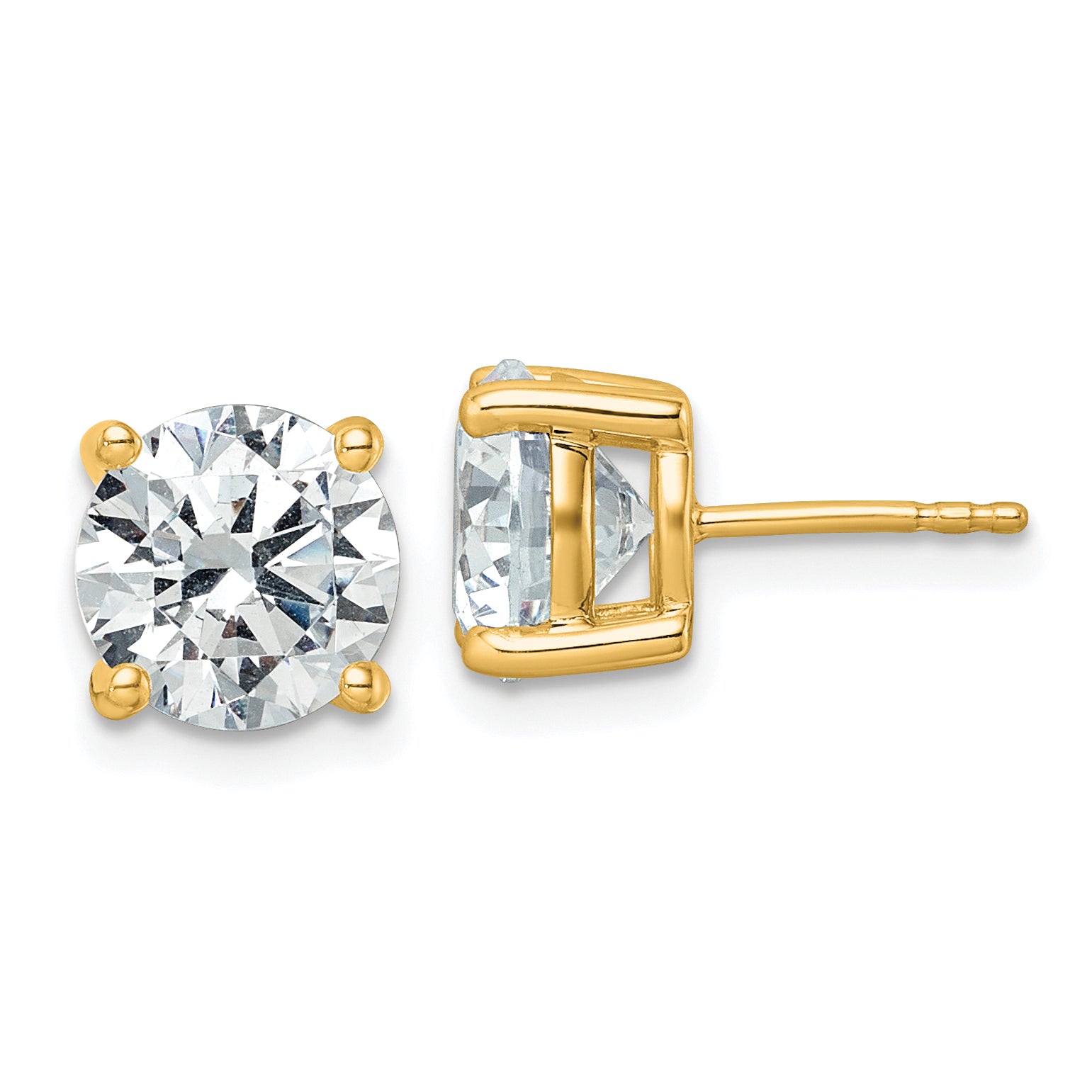 14k Yellow Gold 5 ctw Certified Lab Grown Diamond VS/SI+ G+ Round 4 Prong Heavy Wt. Stud Earrings