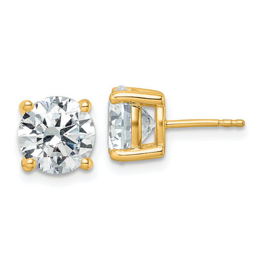 14k Yellow Gold 5 ctw Certified Lab Grown Diamond VS/SI+ G+ Round 4 Prong Heavy Wt. Stud Earrings