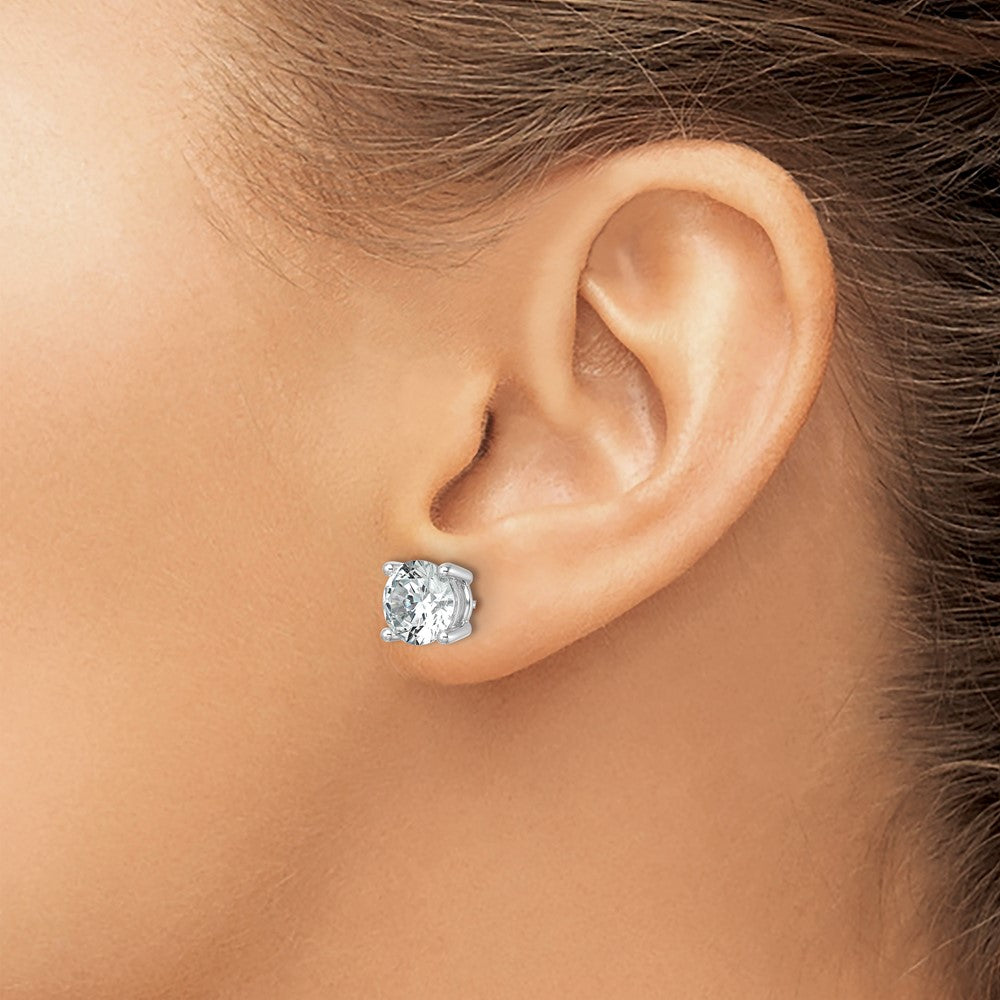 14K White Gold 6 Ctw Certified Lab Grown Diamond Vs+ F+ Round 4 Prong Heavy Wt. Stud Earrings