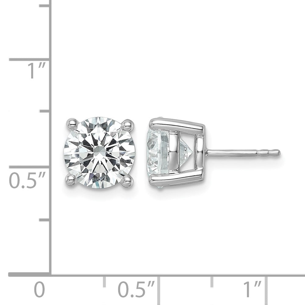 14K White Gold 6 Ctw Lab Grown Diamond Vs+ F+ Round 4 Prong Heavy Wt. Stud Earrings