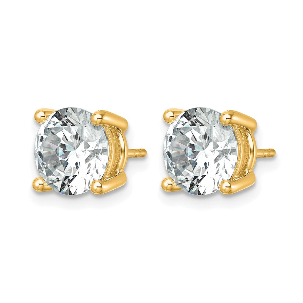 14k Yellow Gold White 6 Ct. Certified Lab Grown Diamond VS+ F+ Round Four Prong Stud Post Earrings