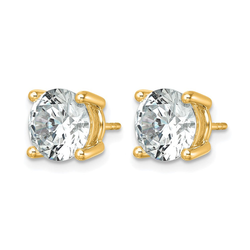 14K Yellow Gold 6 Ctw Lab Grown Diamond Vs+ F+ Round 4 Prong Heavy Wt. Stud Earrings
