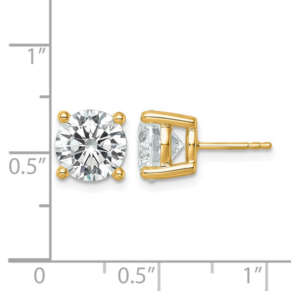 14k Yellow Gold White 6 Ct. Certified Lab Grown Diamond VS+ F+ Round Four Prong Stud Post Earrings