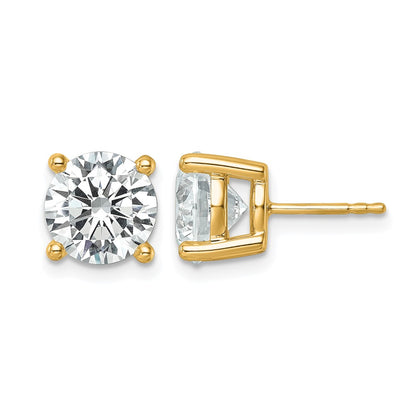 14k Yellow Gold White 6 Ct. Certified Lab Grown Diamond VS+ F+ Round Four Prong Stud Post Earrings