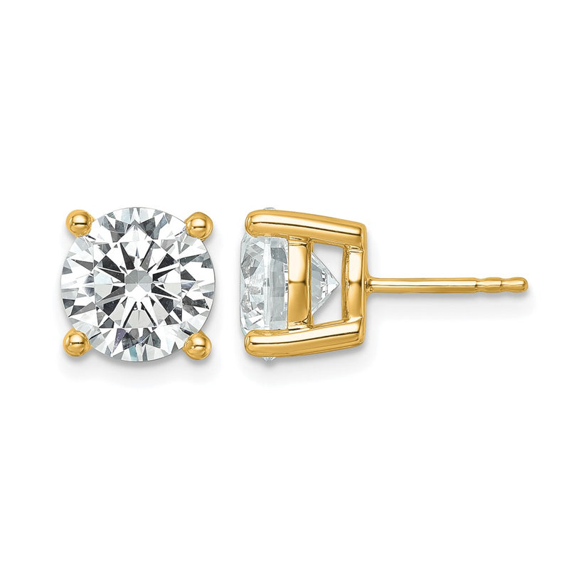 14k Yellow Gold White 6 Ct. Certified Lab Grown Diamond VS+ F+ Round Four Prong Stud Post Earrings