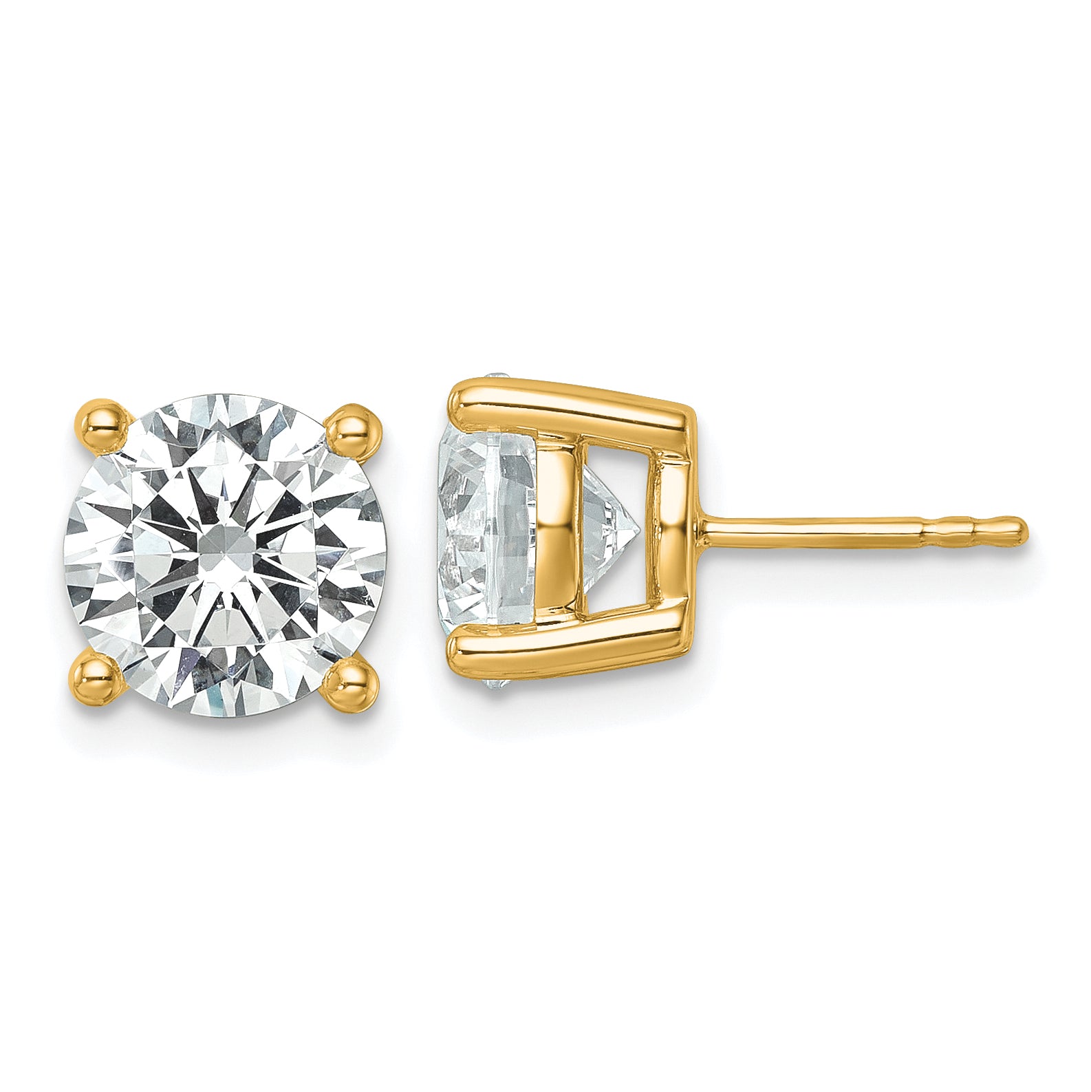 14k Yellow Gold 6 ctw Lab Grown Diamond VS/SI+ G+ Round 4 Prong Heavy Wt. Stud Earrings