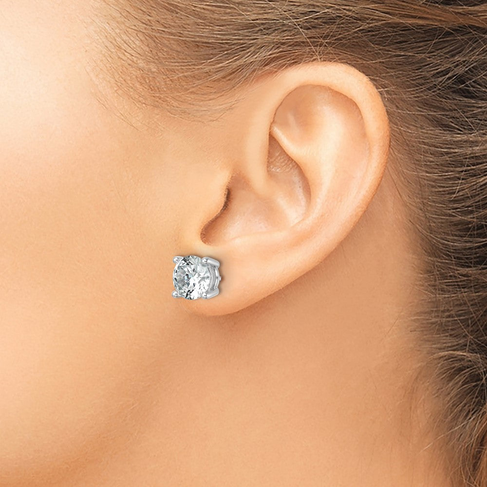 14K White Gold 7 Ctw Lab Grown Diamond Vs/Si+ G+ Round 4 Prong Heavy Wt. Stud Earrings