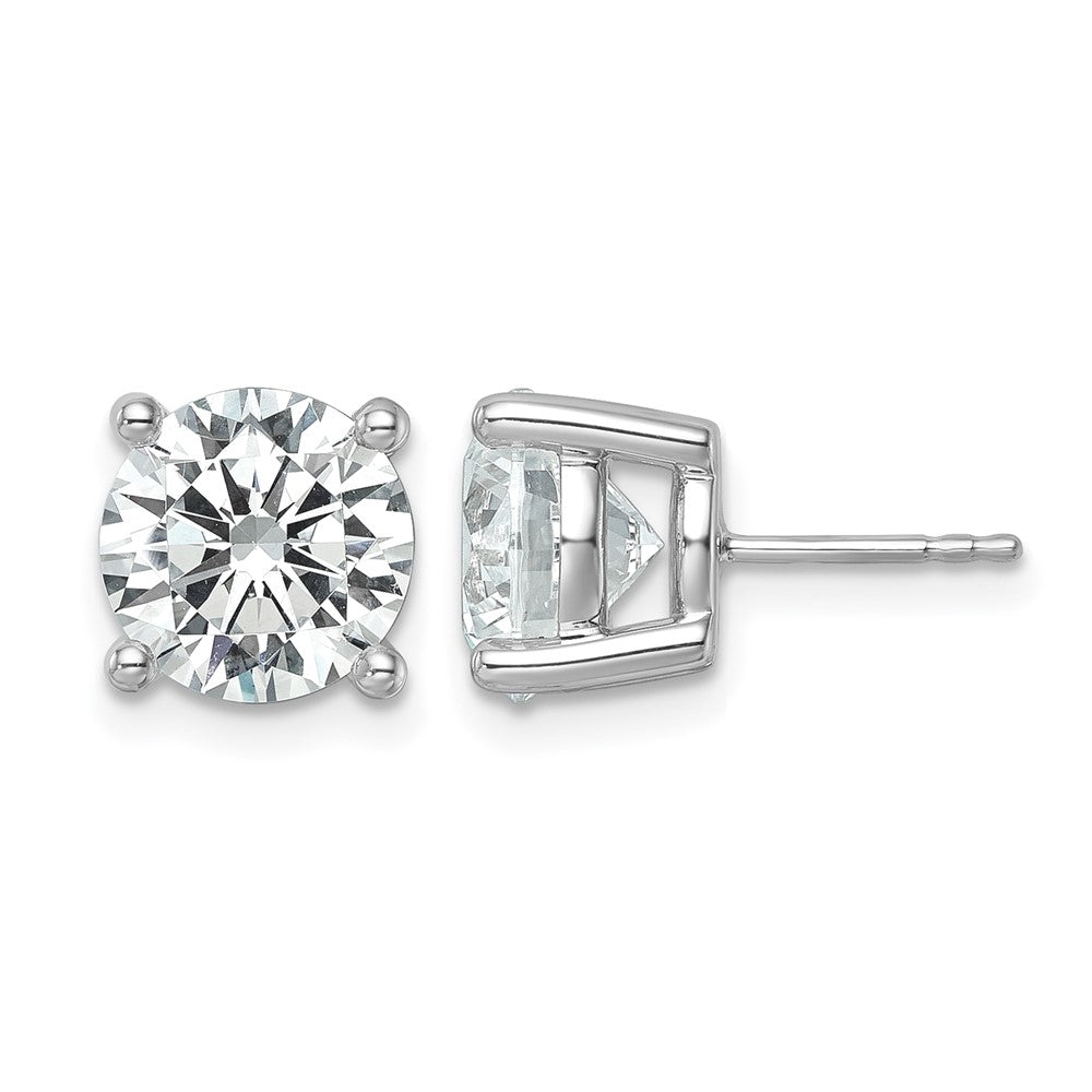 14K White Gold 7 Ctw Certified Lab Grown Diamond Vs/Si+ G+ Round 4 Prong Heavy Wt. Stud Earrings